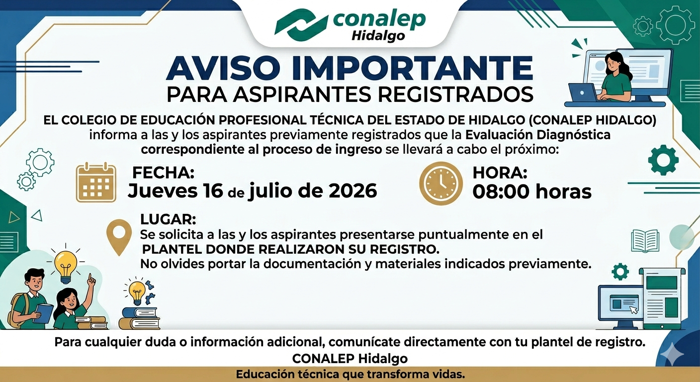 Aviso Aspirantes CONALEP Hidalgo